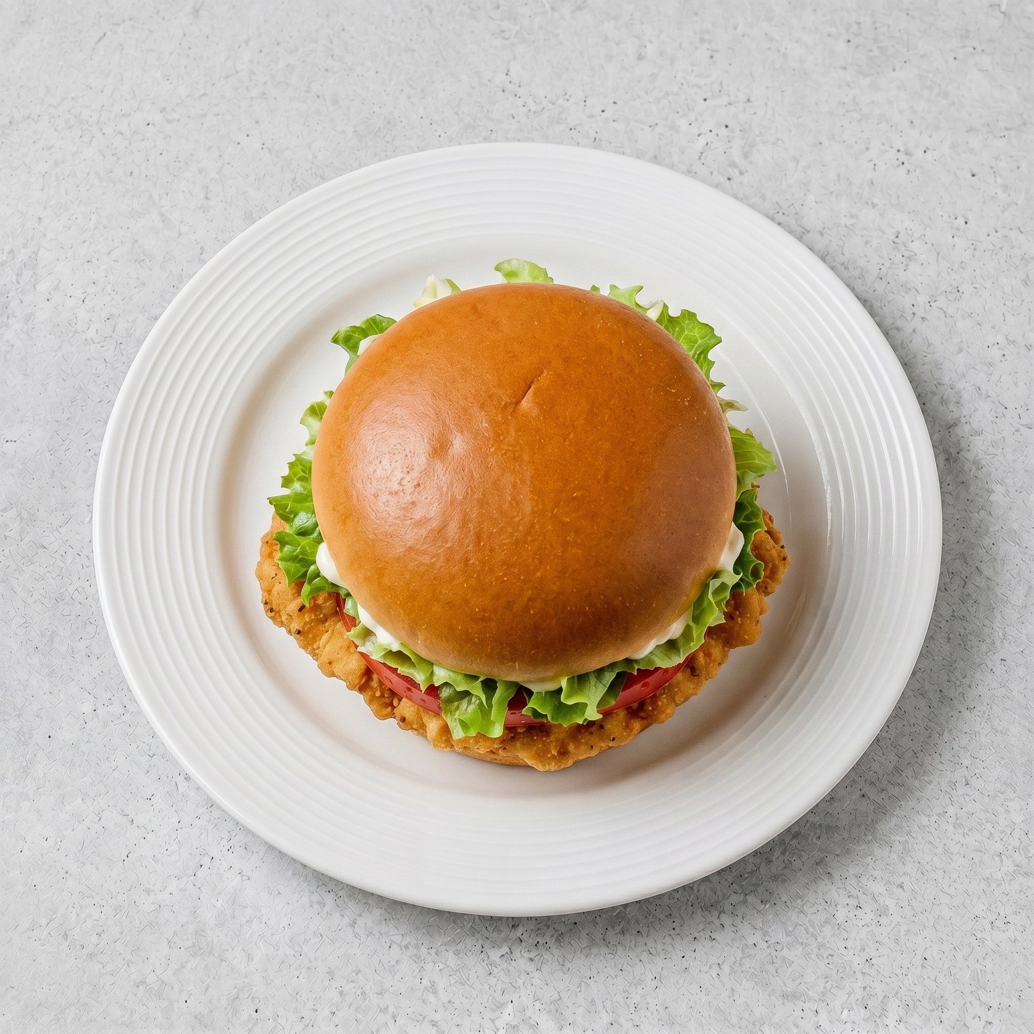 Crispy Chicken with Lettuce and Tomato.